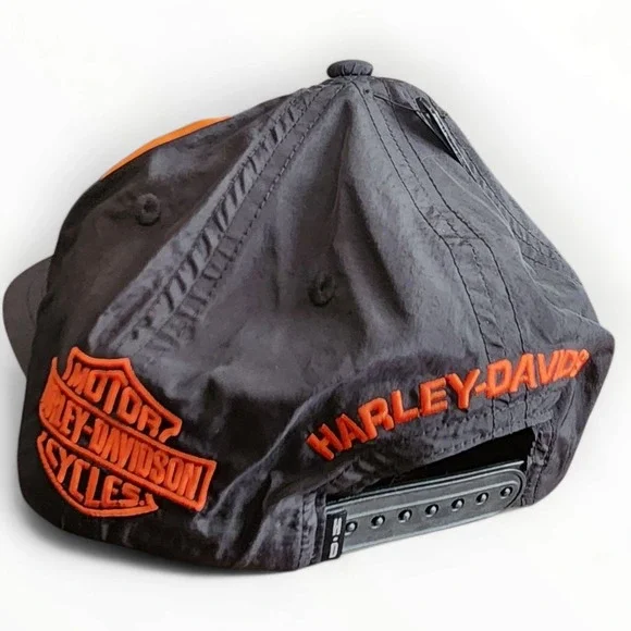 Harley Davidson Screamin' Eagle Adjustable Snapback‎ Hat Black/Orange 97605-24VM - Picture 5 of 11